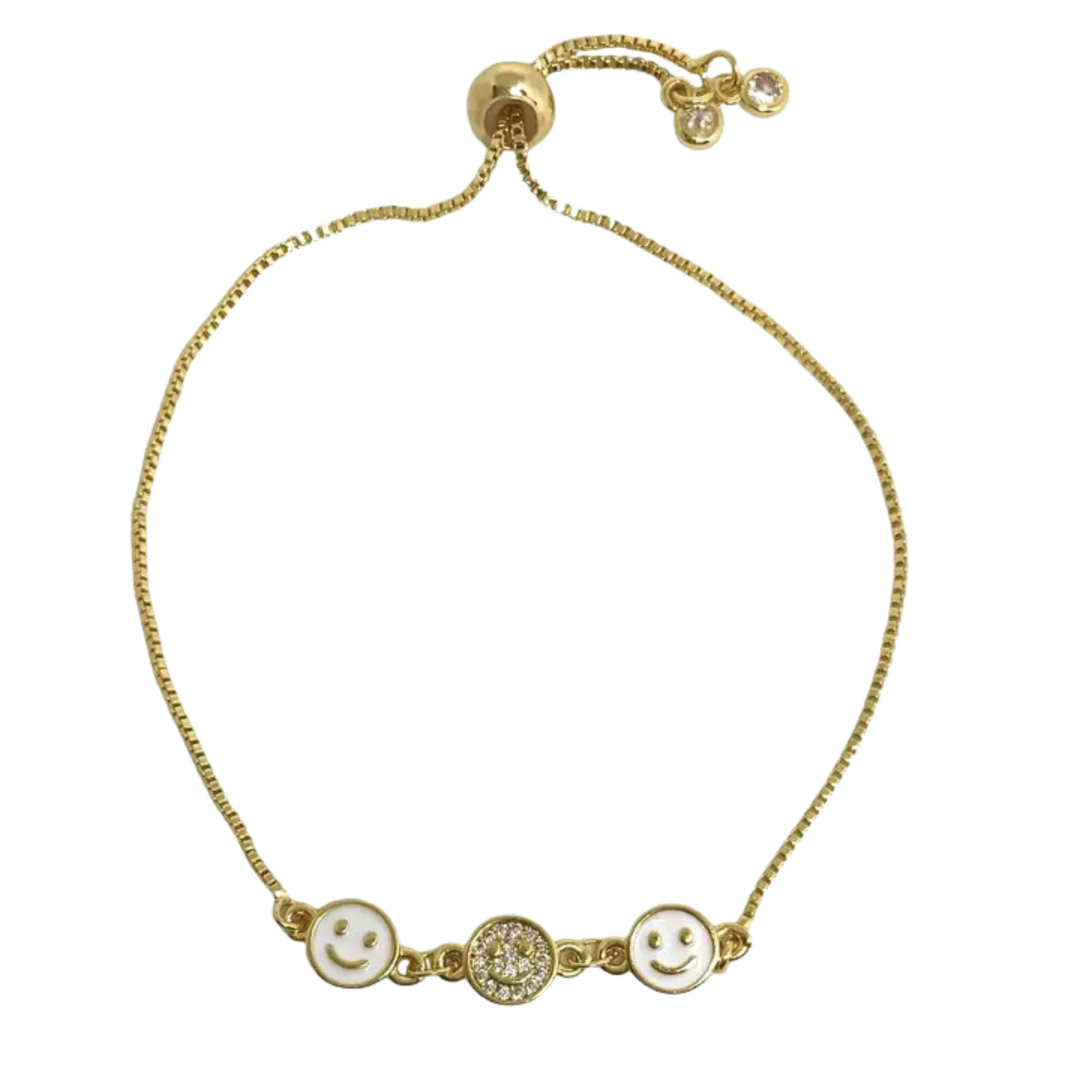 White Smiley Slider Bracelet