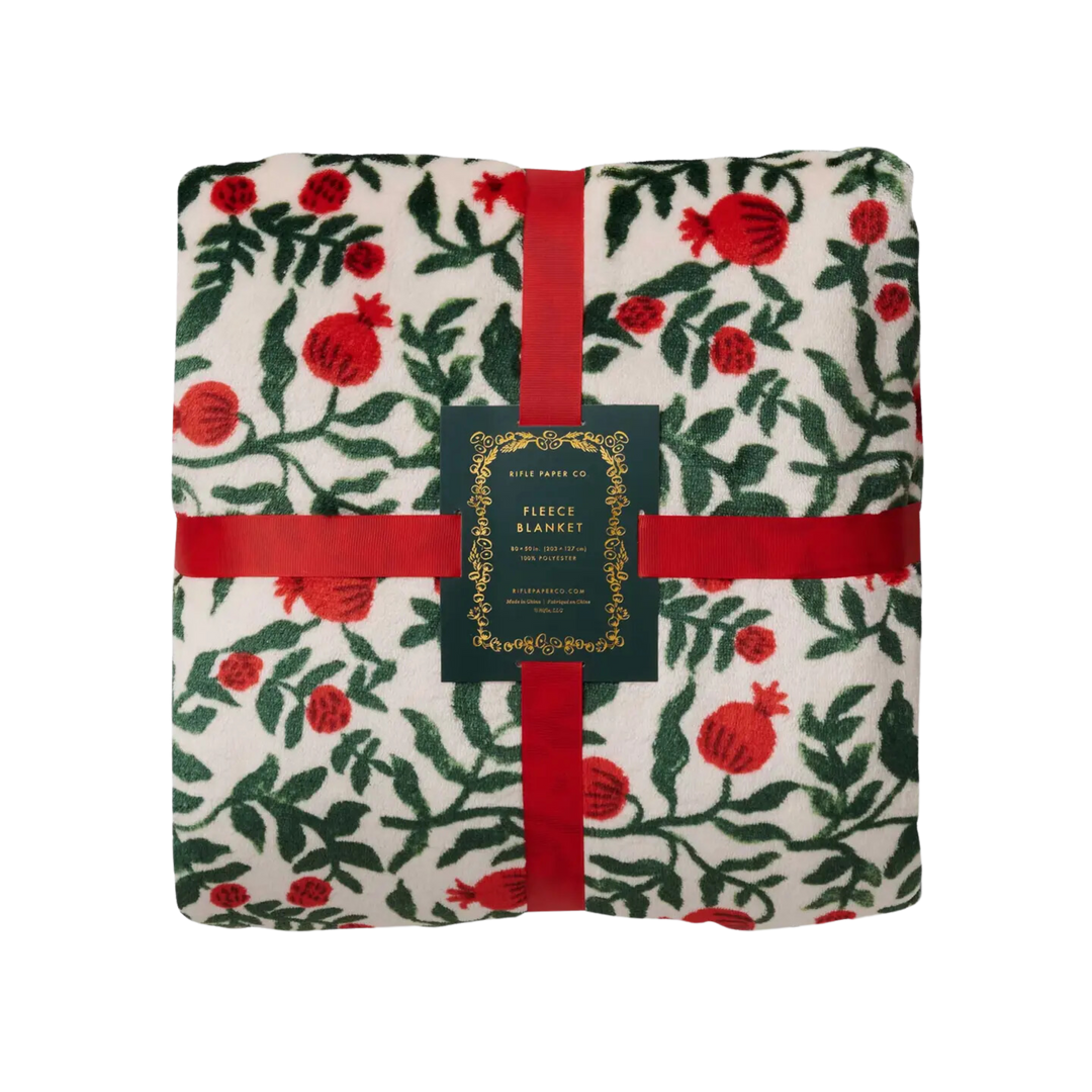 Christmastide Pomegranate Fleece Blanket