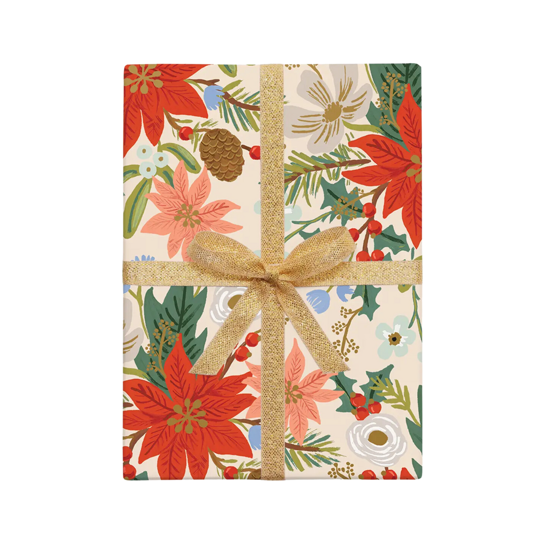 Roll of 3 Poinsettia Wrapping Sheets