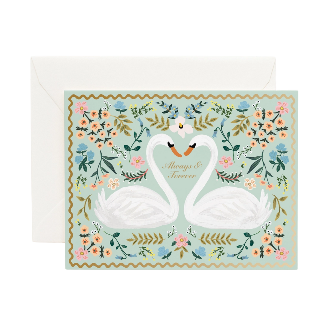 Always & Forever Swans Wedding Card