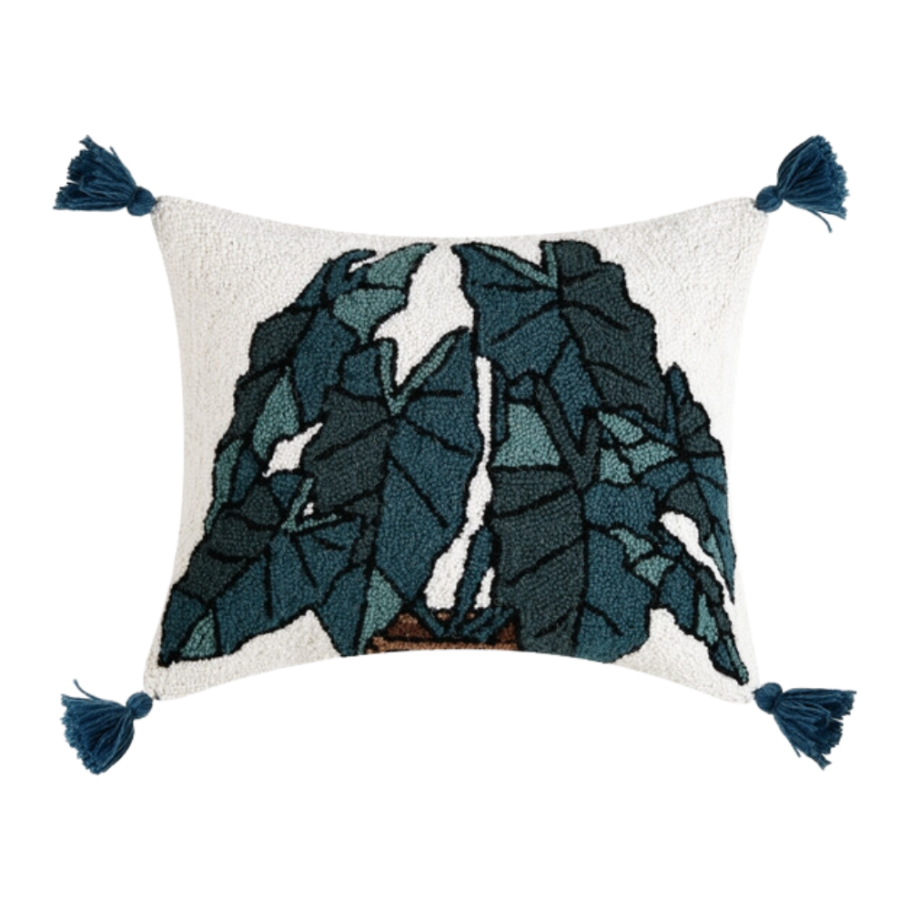 Alocasia Hook Pillow with Tassels