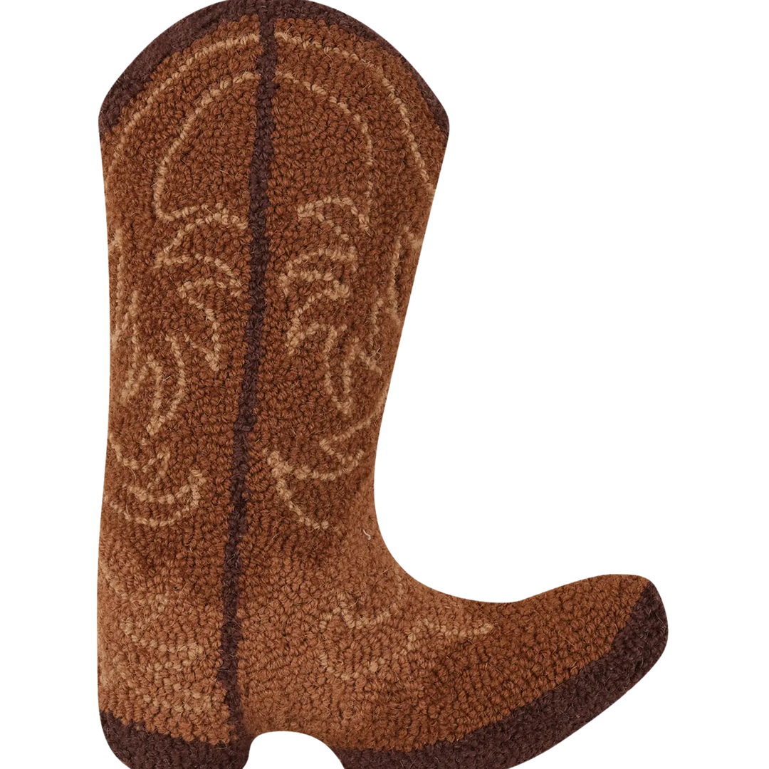 Brown Cowboy Boot Hook Pillow