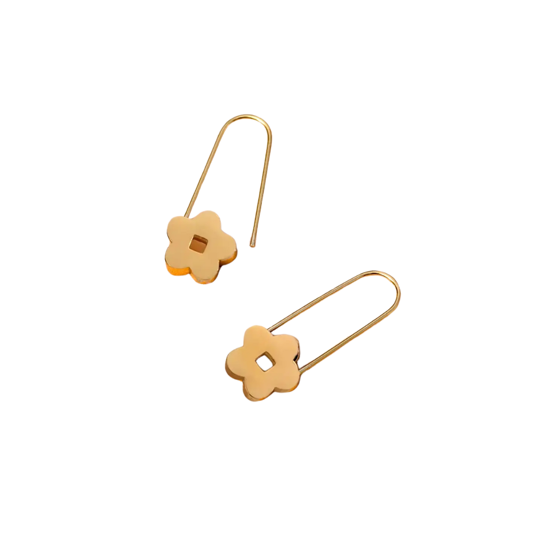 Blossom Pin Hoops 18K Gold Plated