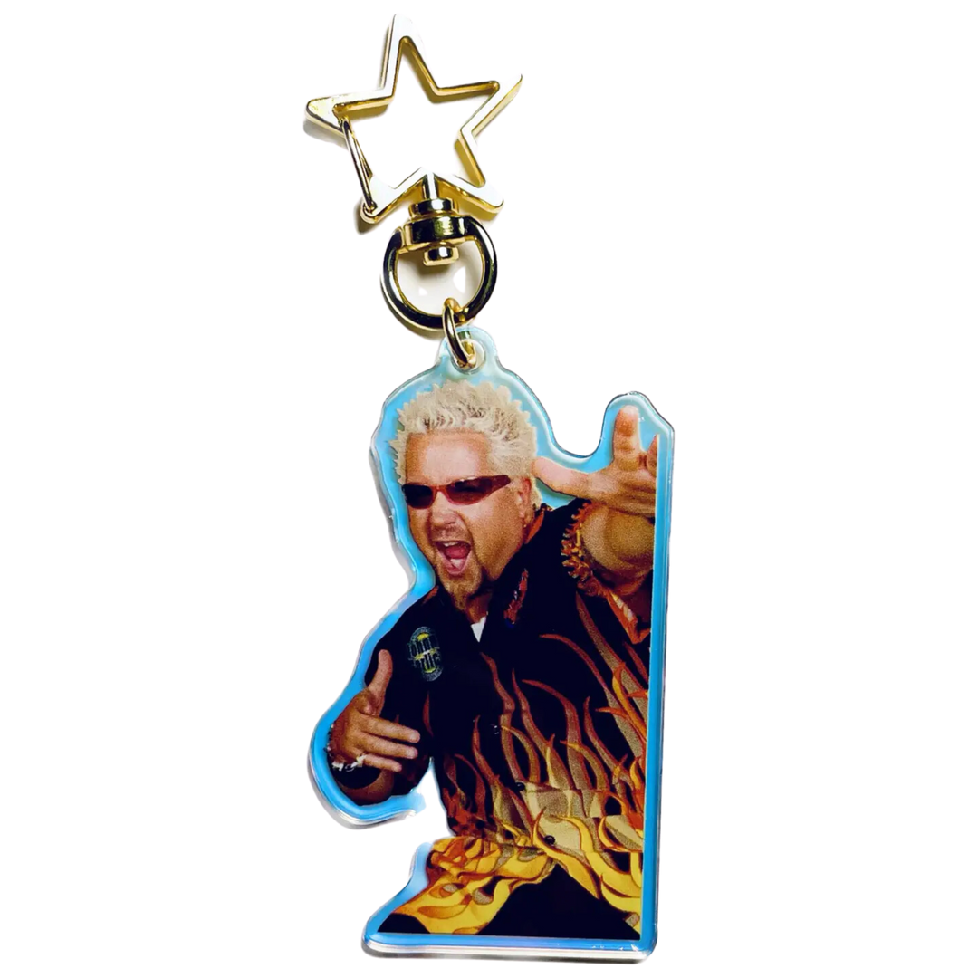 Holographic Flavortown Guy Fieri Acrylic Keychain