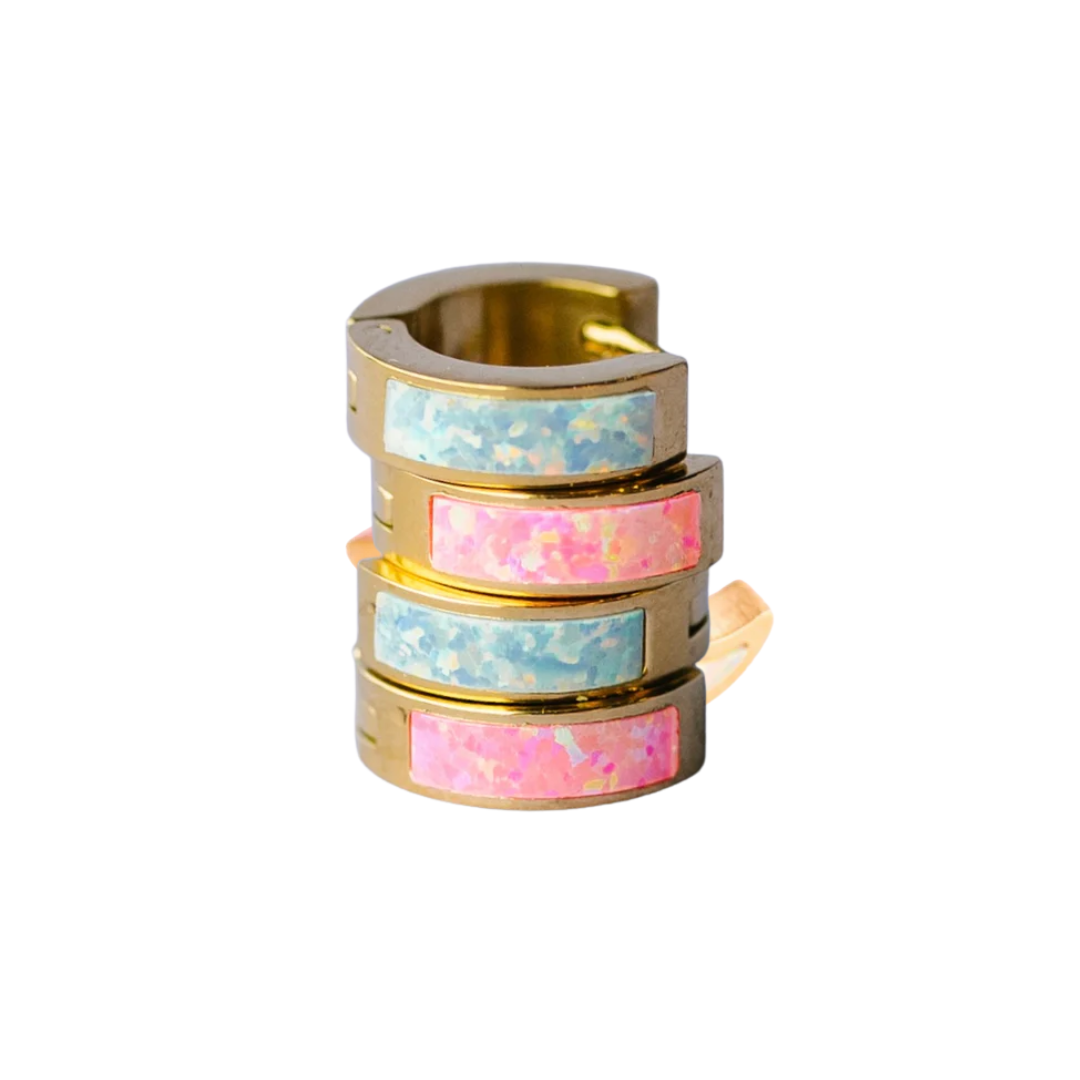 Colorful Opal Huggies