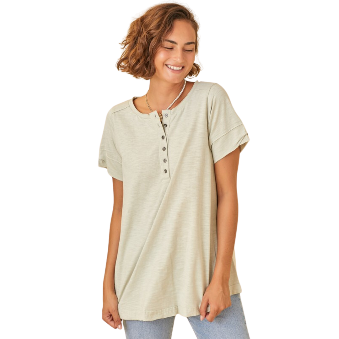 Henley Top - Sage