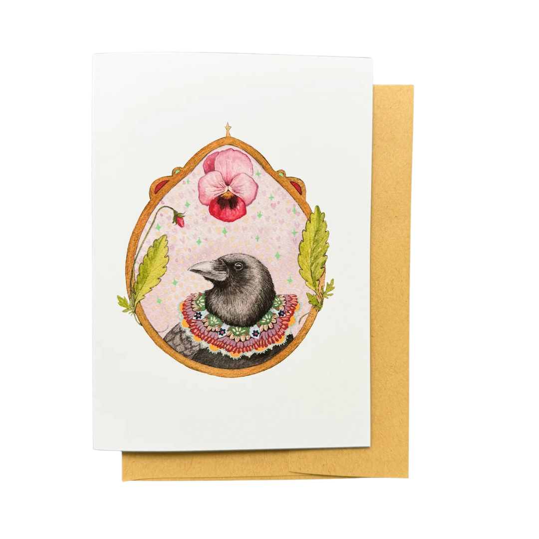 Crow of Pansies Card