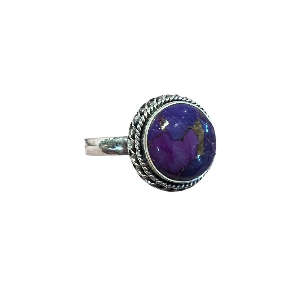 Circle Amethyst 925 Sterling Silver Ring - Size 10