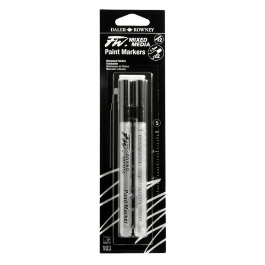 FW Empty Small Marker W/1-2MM Round Nibs 2pk