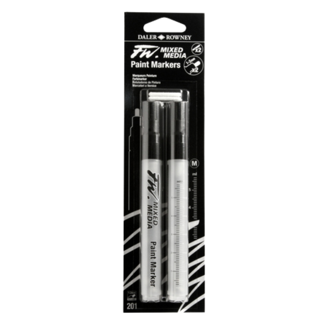FW Empty Medium Marker W/1-2mm Round Nibs 2pk