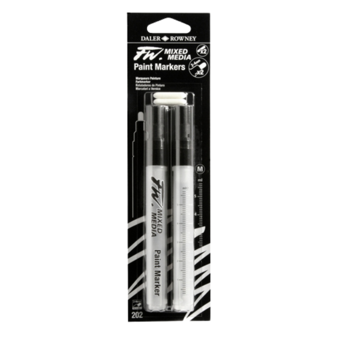 FW Empty Medium Marker W/2-4mm Round Nibs 2pk