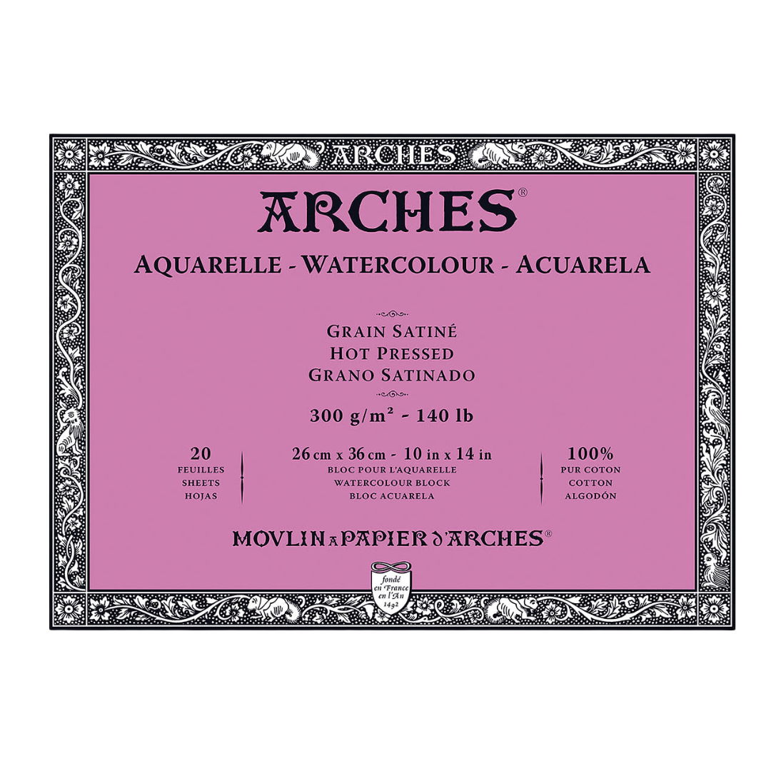 Arches Watercolor Hot Press Block - Natural White 10x14
