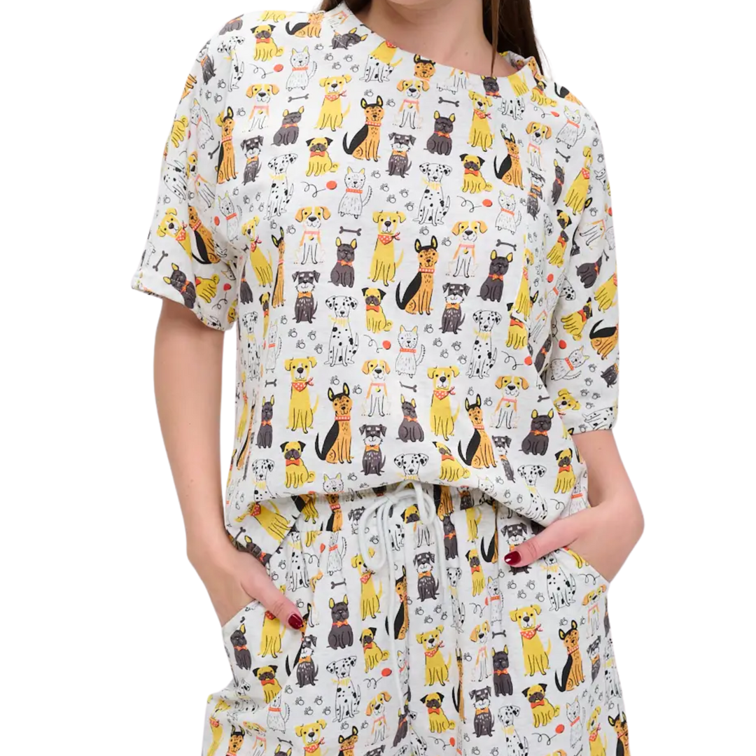Colorful Multi Dog Relaxed Fit T-Shirt