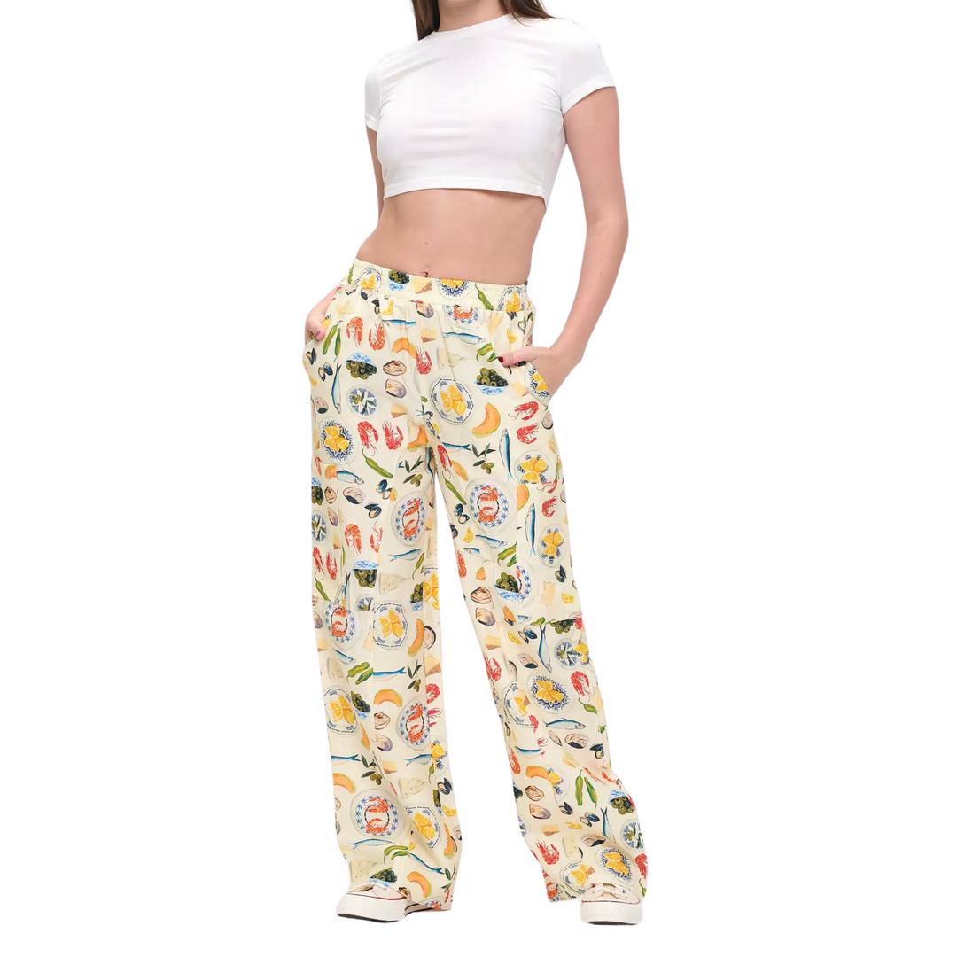 Mediterranean Delights Print Cargo Pants