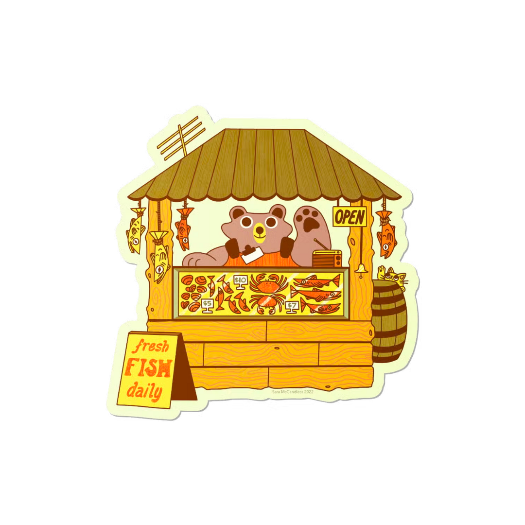 Fresh Fish, Caught With Bear Hands Sticker