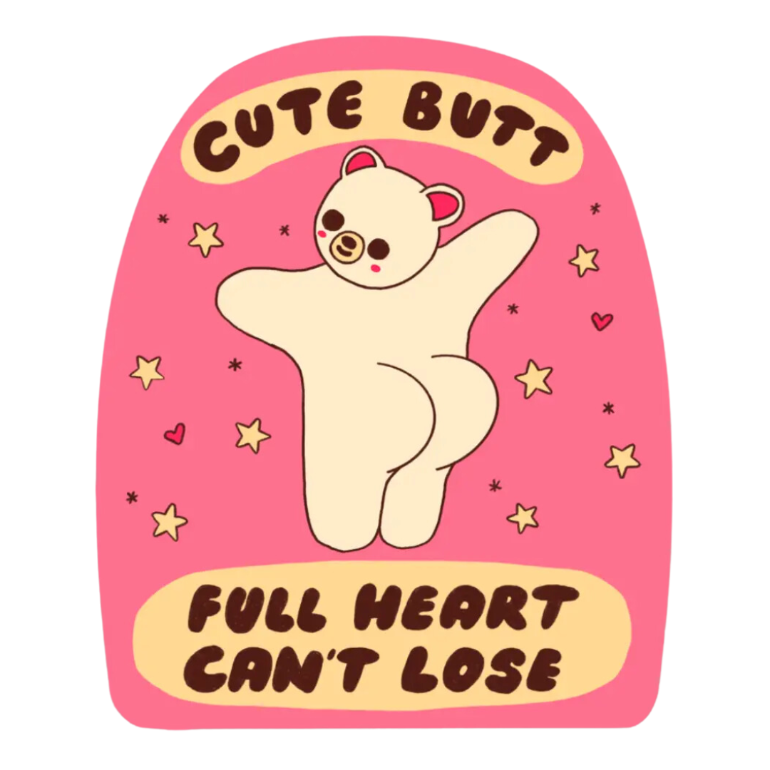 Cute Butt, Full Heart Sticker