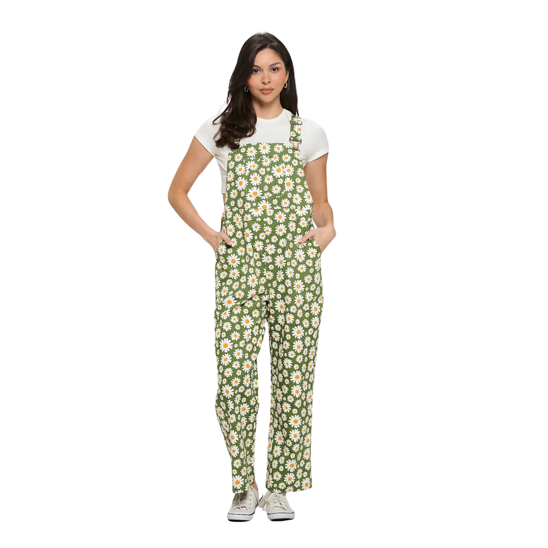Blooming Daisy Print Overalls