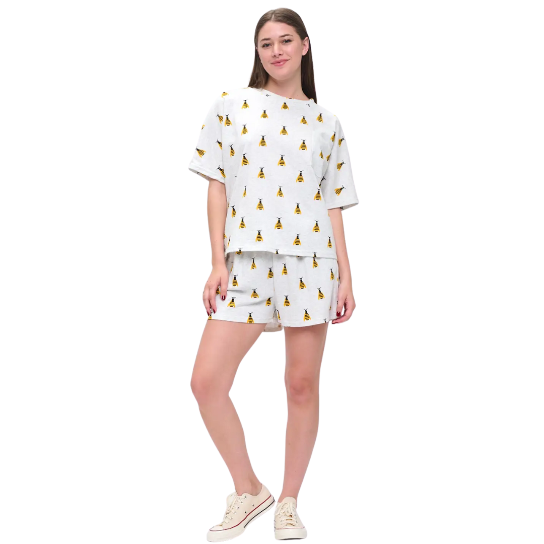 All Over Bee Print Relaxed Fit T-Shirt