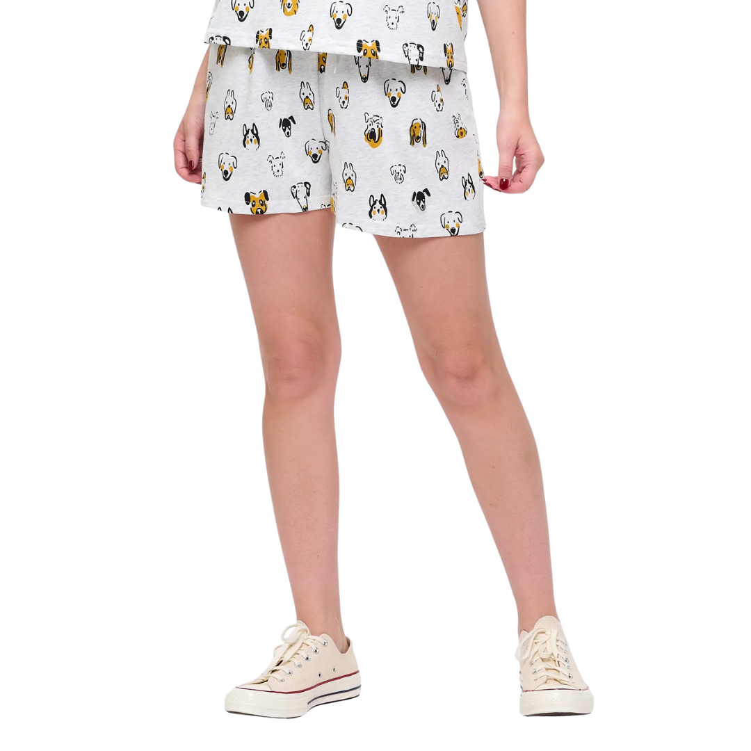 Colorful Dog Head Print Relaxed Fit Shorts