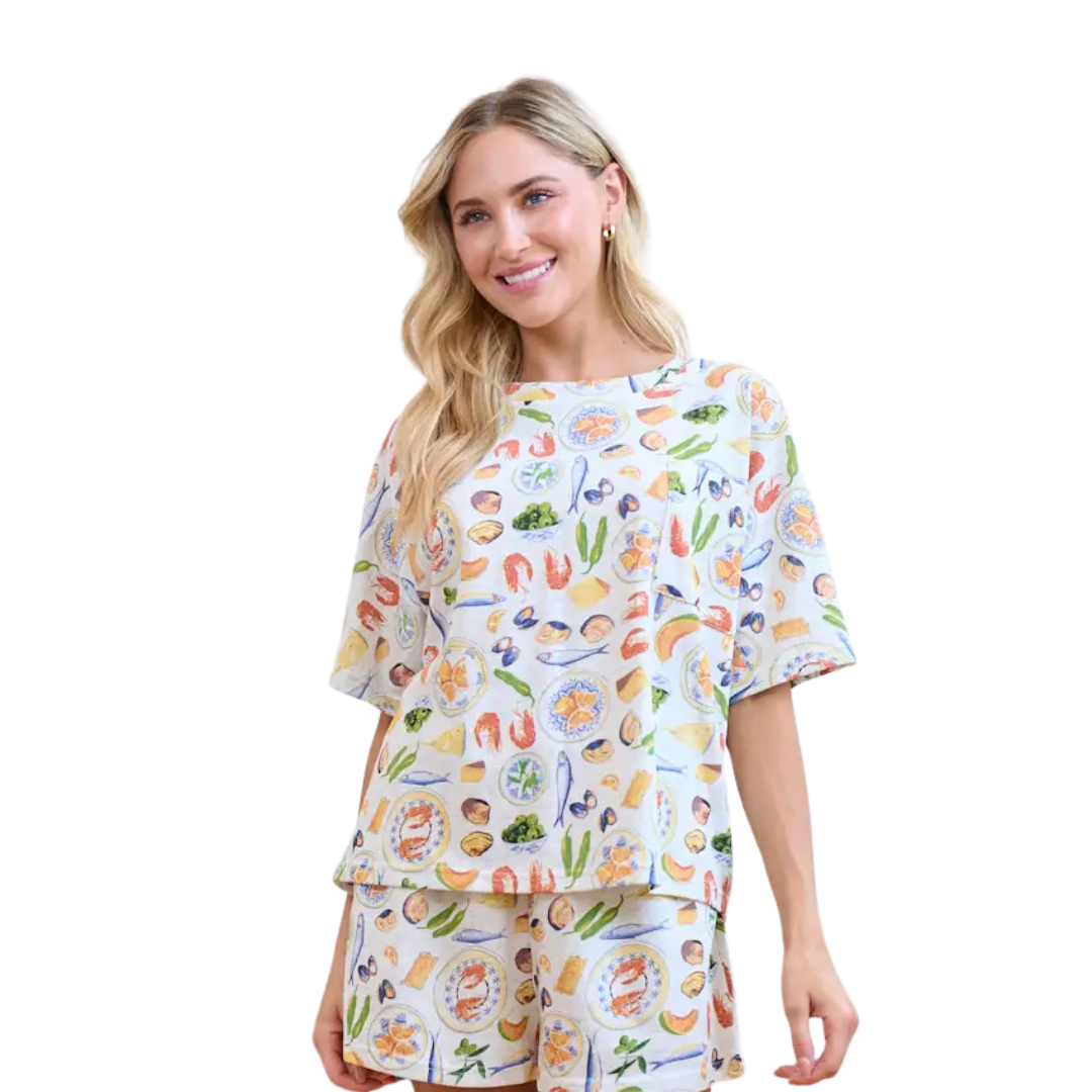 Mediterranean Delights Print Relaxed Fit T-Shirt
