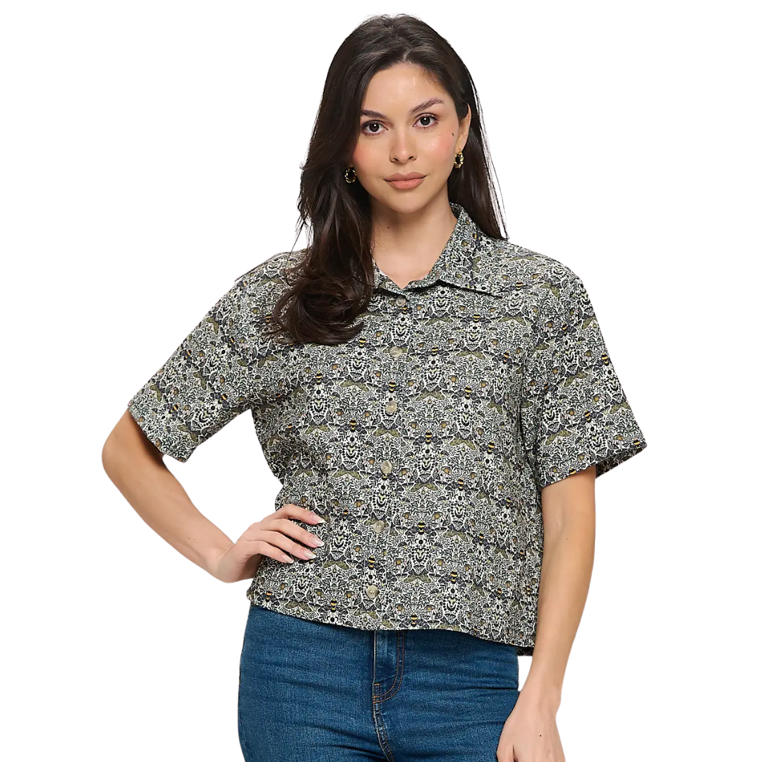 Bee Mushroom Print Shirt