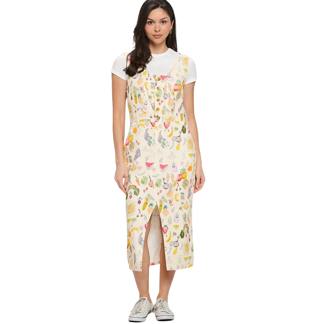 Cherries and Berries Print Midi Dress