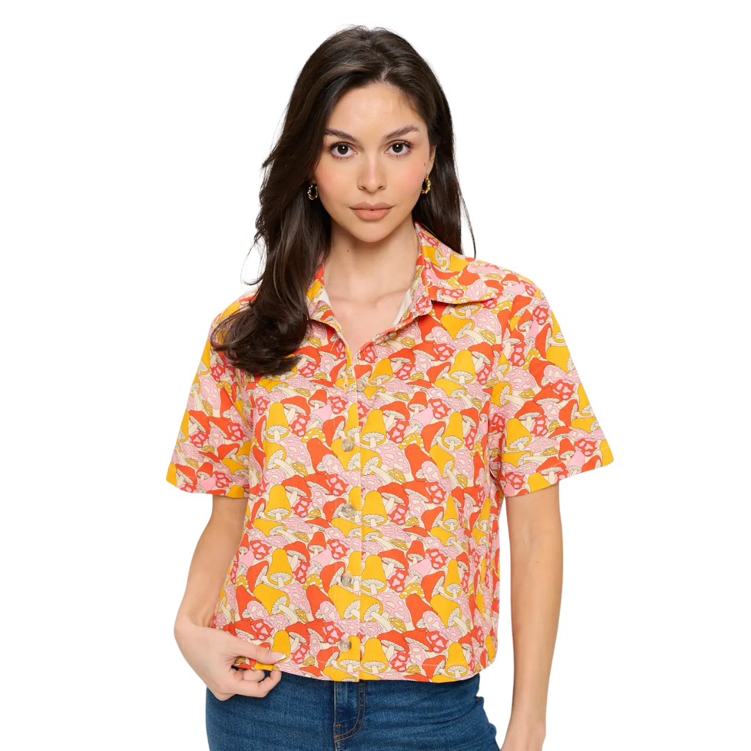 Wild Mushrooms Print Shirt