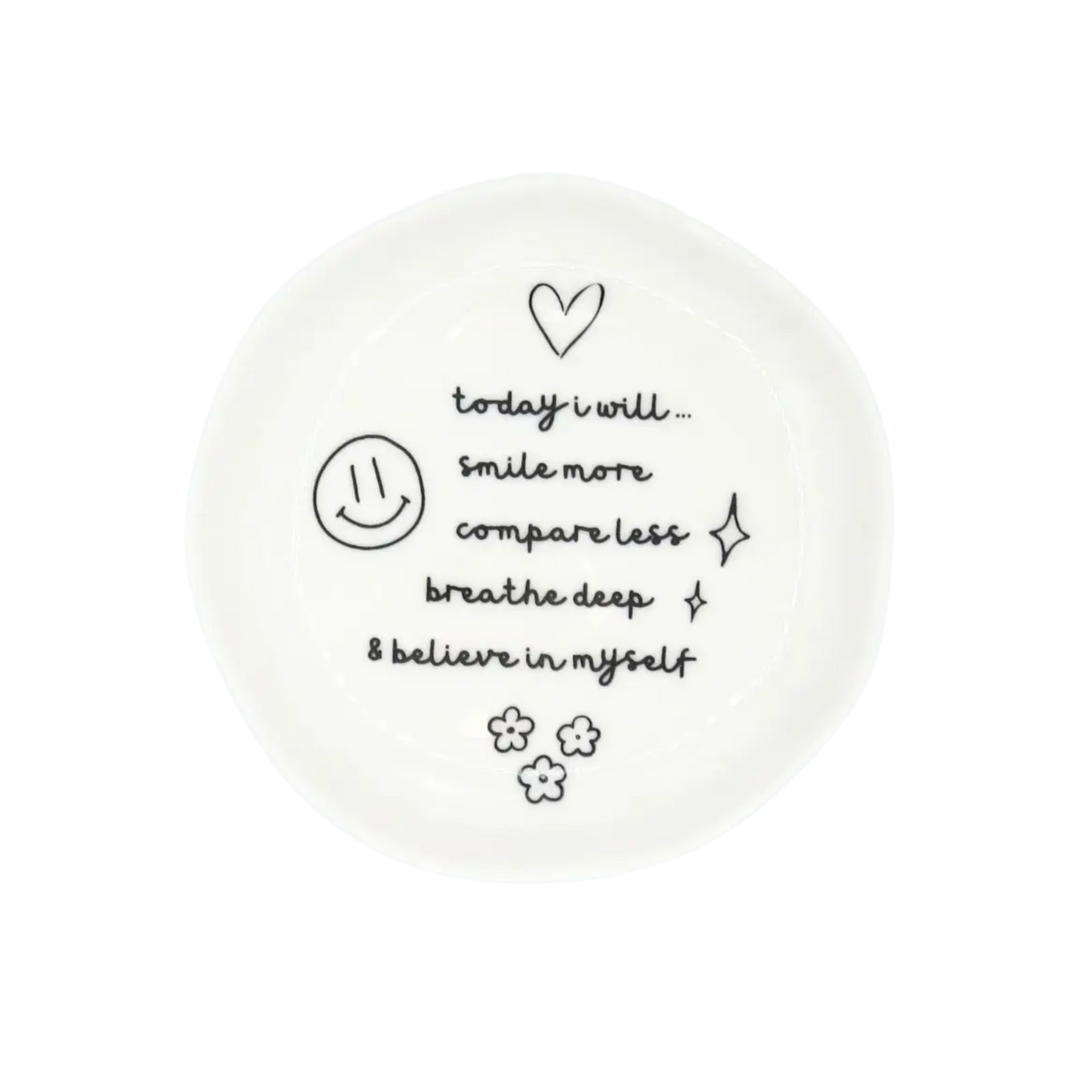 Today I Will Smile More - Organic Round Trinket Tray