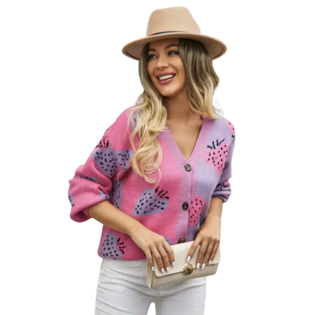 Strawberry Cardigan - Pink/Purple