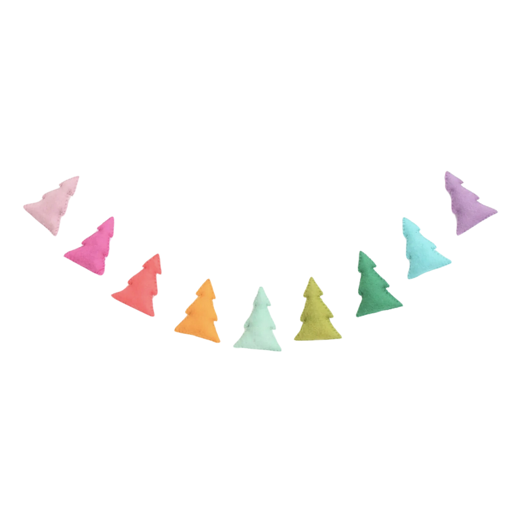 Rainbow Christmas Tree Felt Garland