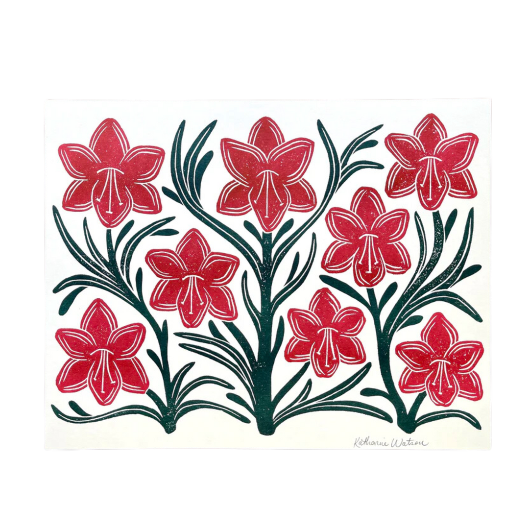 Holiday Garden Series: Amarylis Risograph Art Print