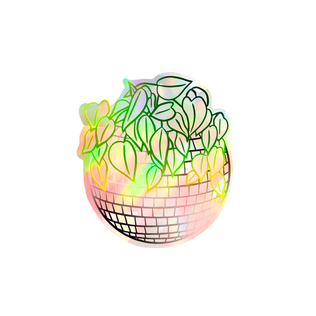 Disco Ball Planter Rainbow Suncatcher Sticker