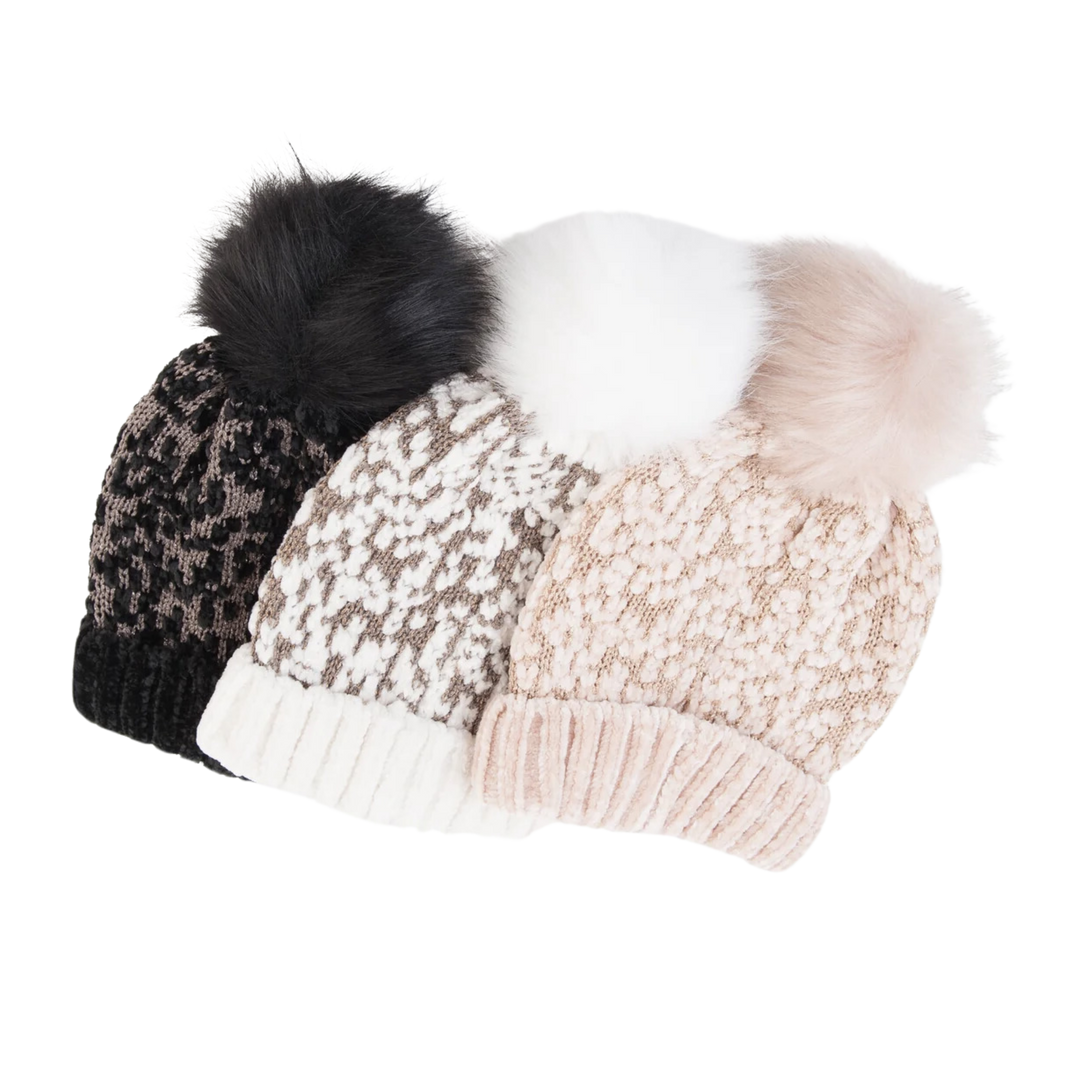 Glitz Chenille Pom Pom Beanie
