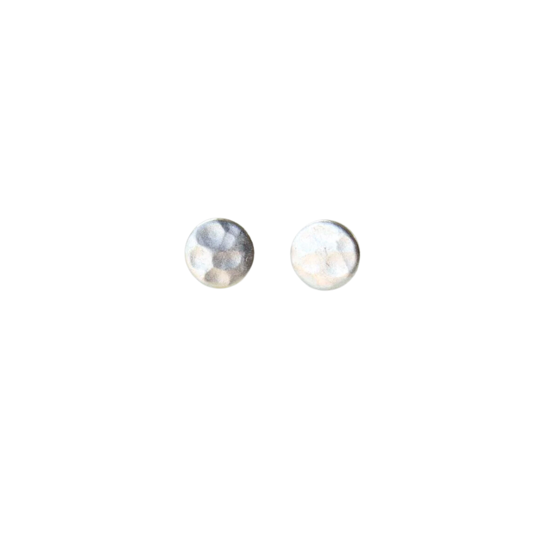 Silver Hammered Circle Earrings