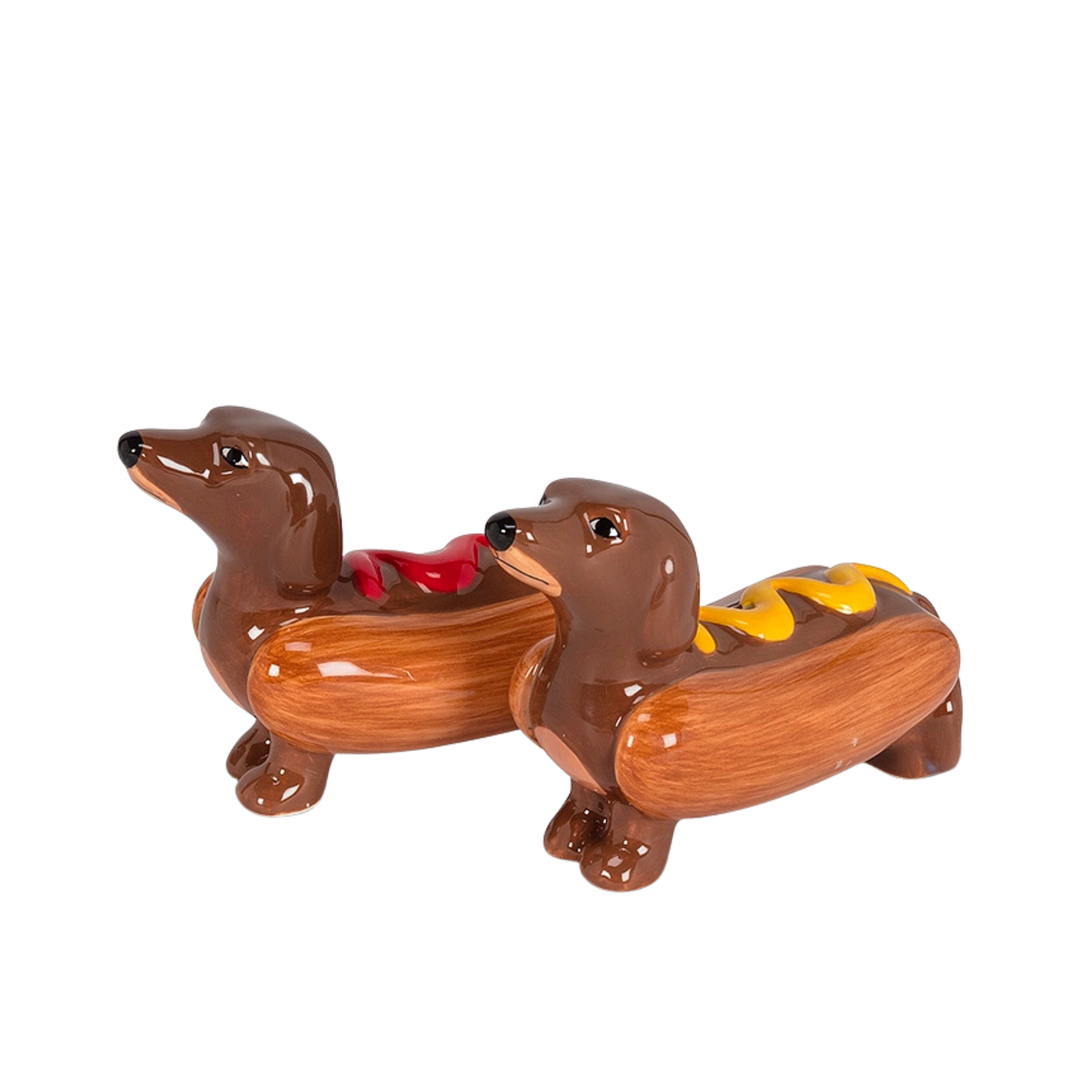 Dachshunds in Hot Dogs Salt and Pepper Shakers