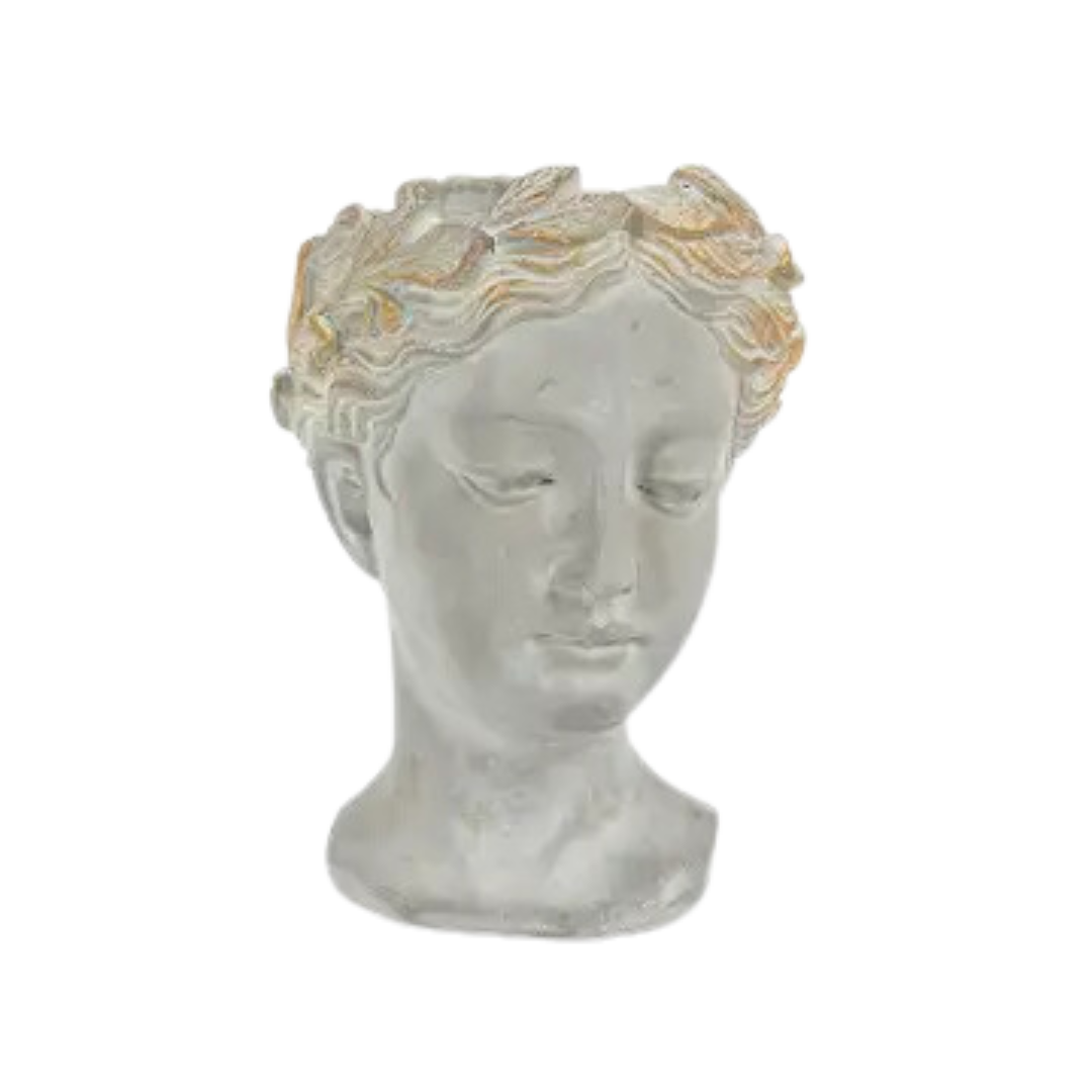 Extra Small Women Head Planter with Gold