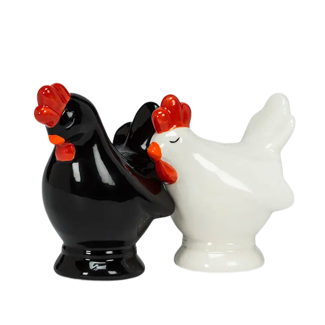 Black/White Chicken Salt and Pepper Shakers