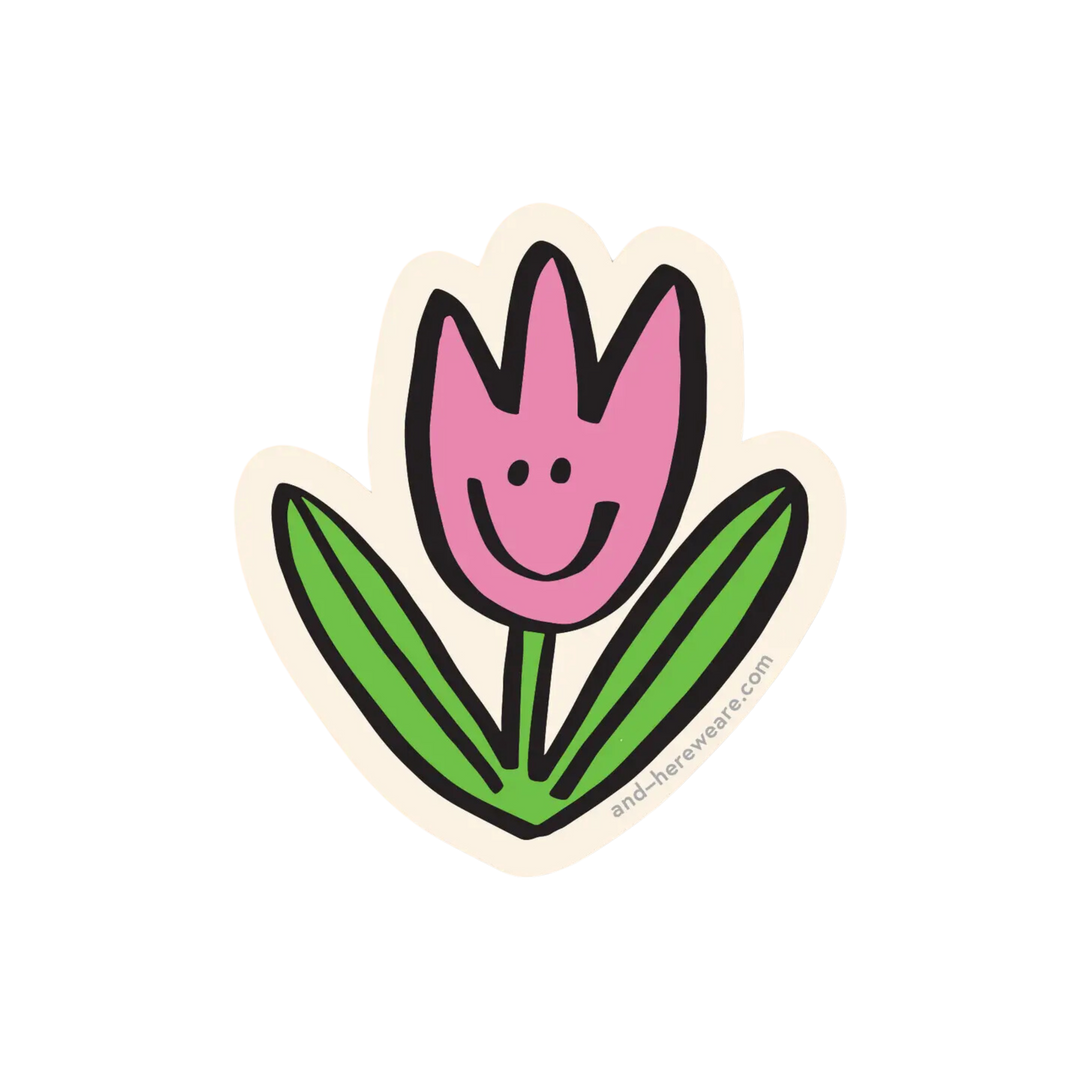Happy Tulip Garden Flower Vinyl Sticker