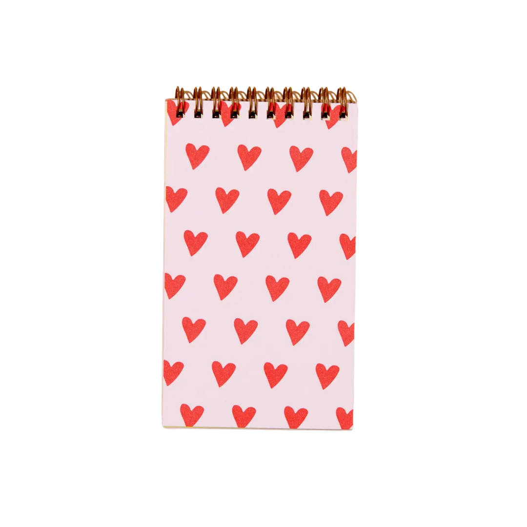 Hearts Letterpress Spiral Pocket Size Notebook