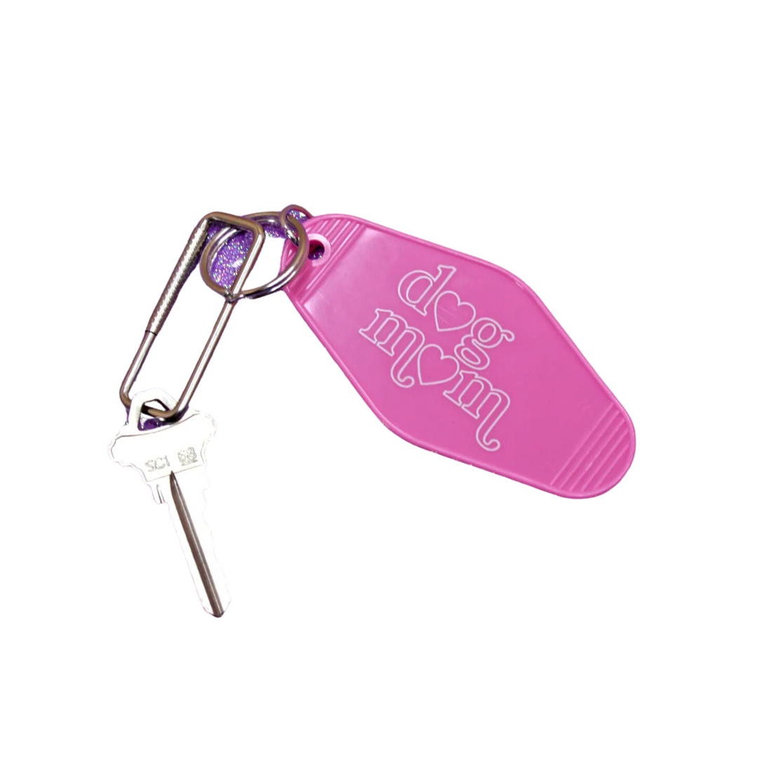 Pink dog mom keychain