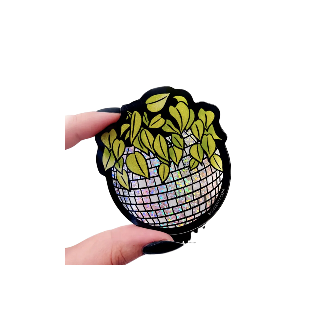Disco Ball Planter Glitter Sticker