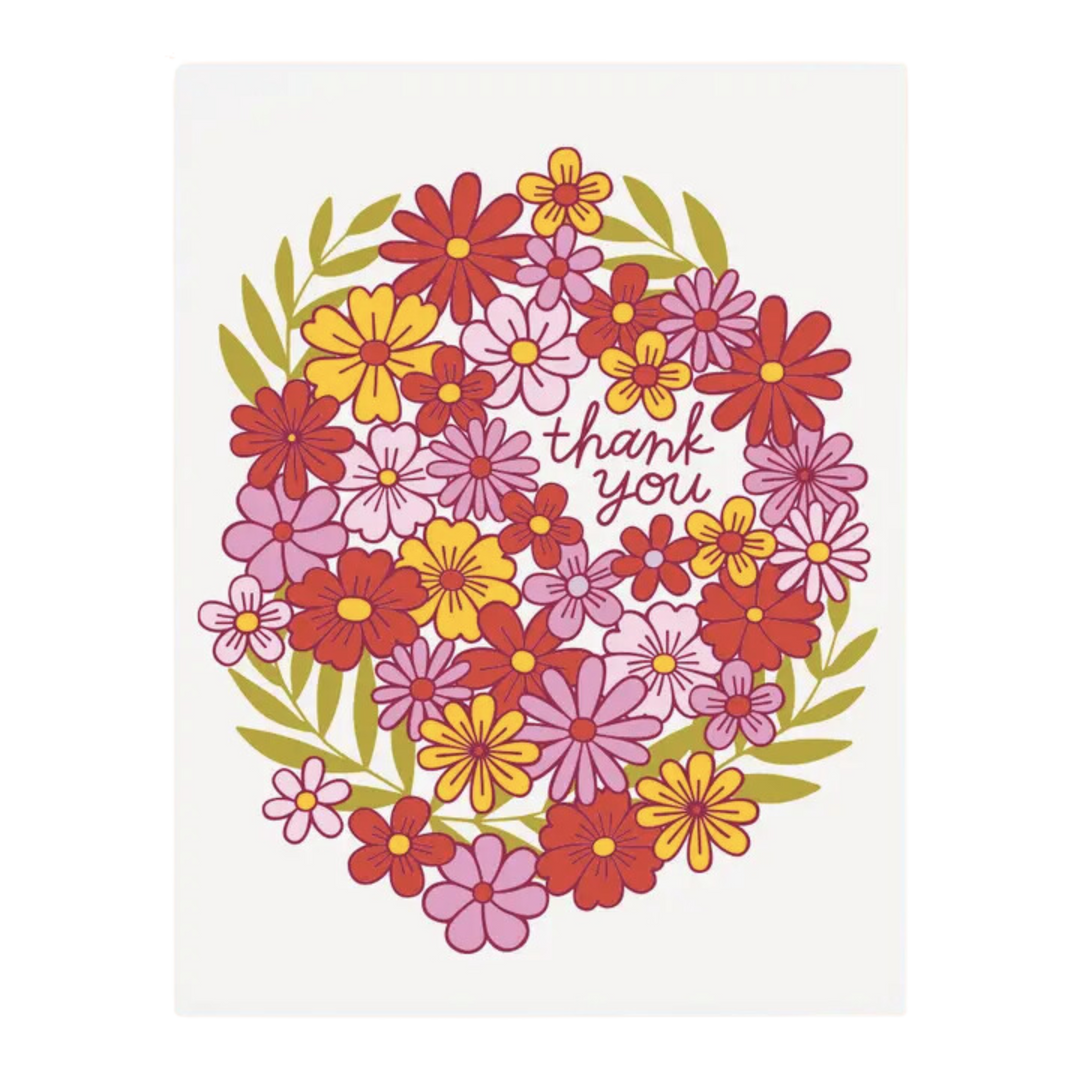 Floral Wreath Thank You Greeting Card