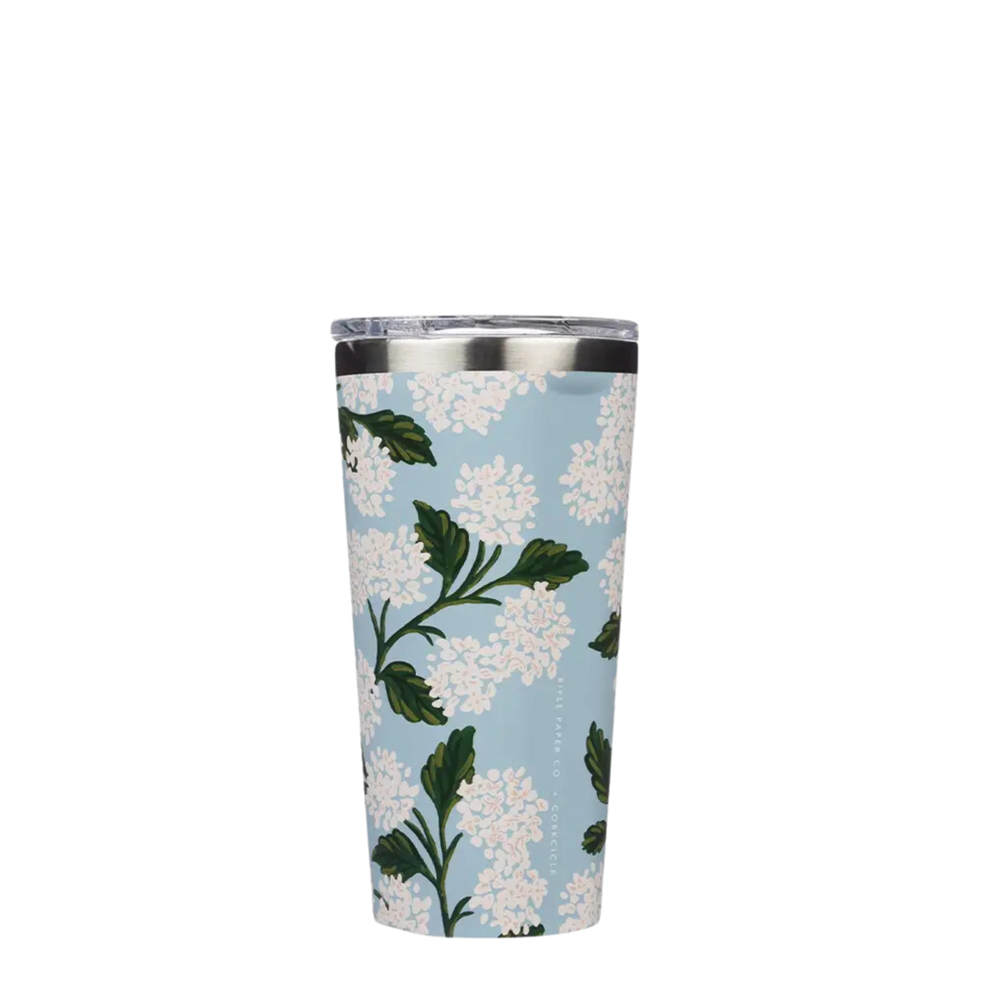 16oz Rifle Paper Tumbler - Gloss Blue Hydrangea