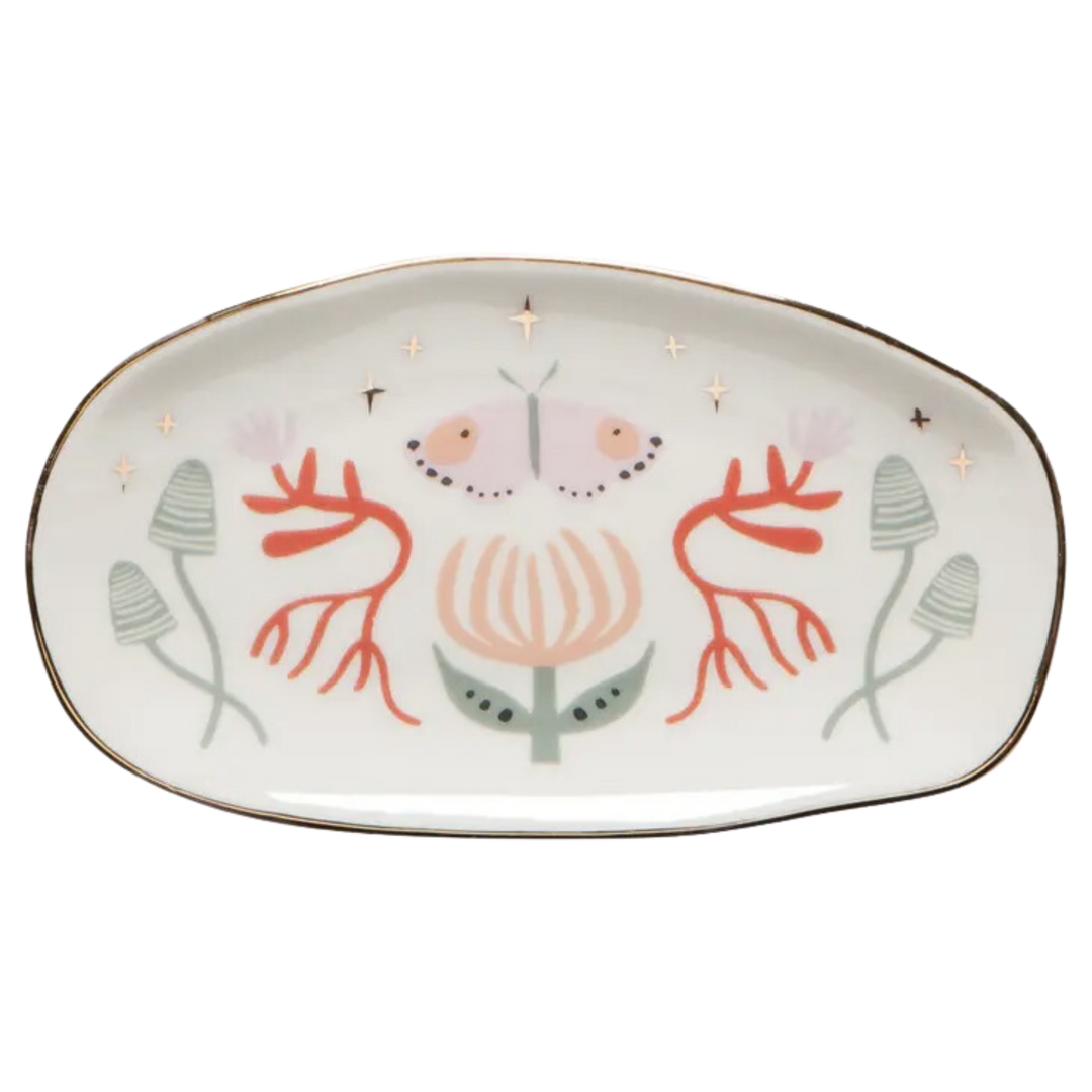 Far and Away Oval Shaped Ceramic Trinket Tray