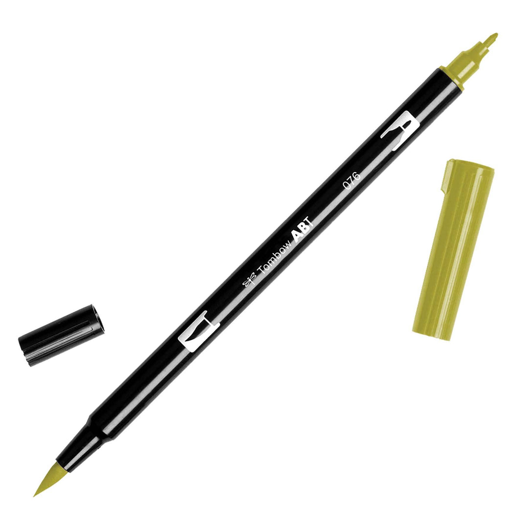 Dual Brush Pen Art Markers - 076 Green Ochre