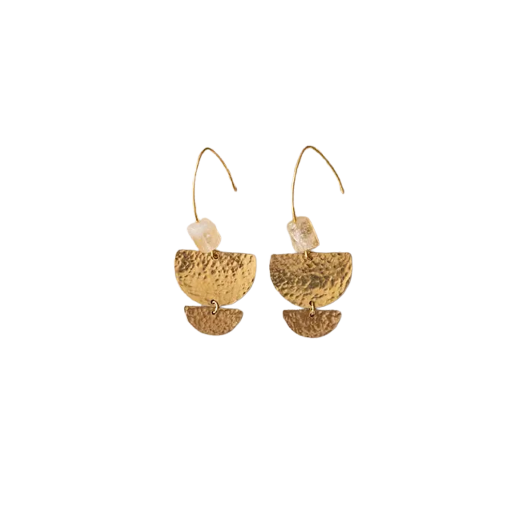 Nomad - Hammered Brass & Citrine Earring