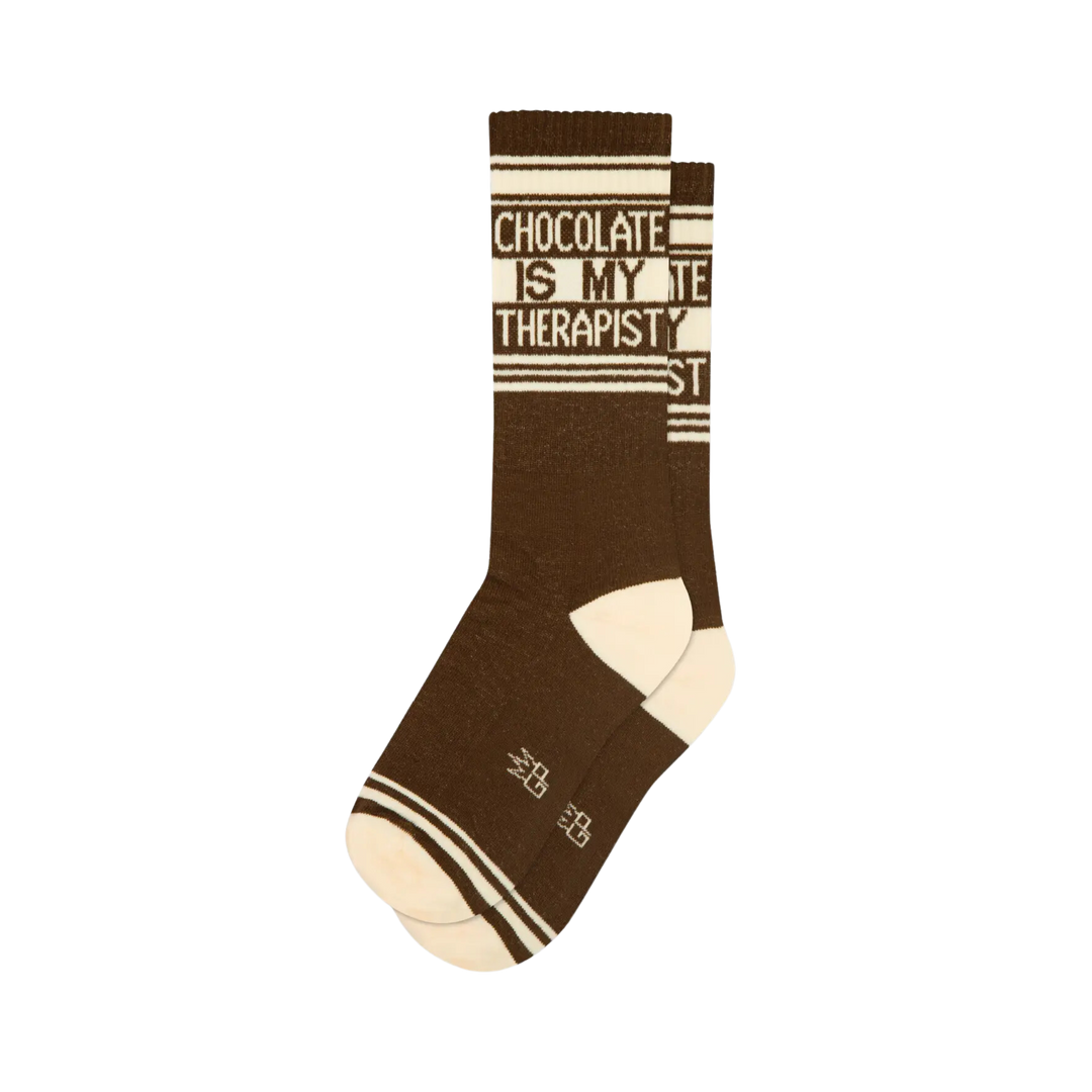 Chocolate Is My Therapist Gym Crew Socks