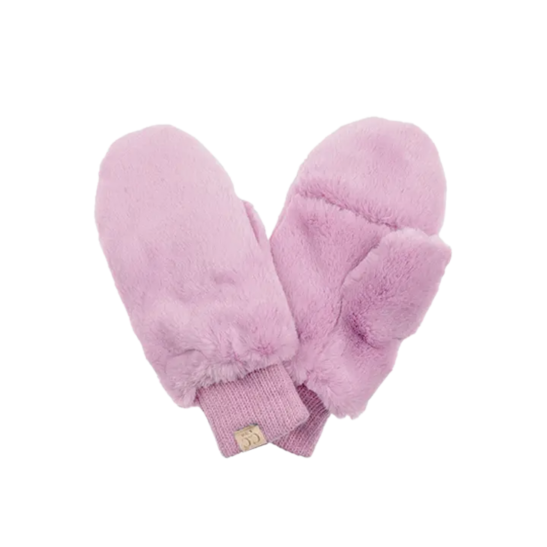 C.C Kids Faux Fur Convertible Mitten Glove- Lavender
