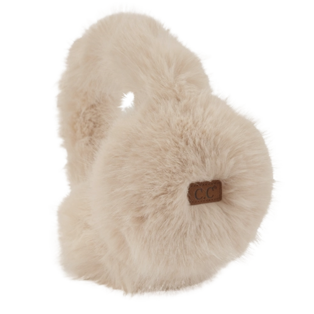 C.C Solid Long Fur Winter Ear Muff Ear Warmer- Beige