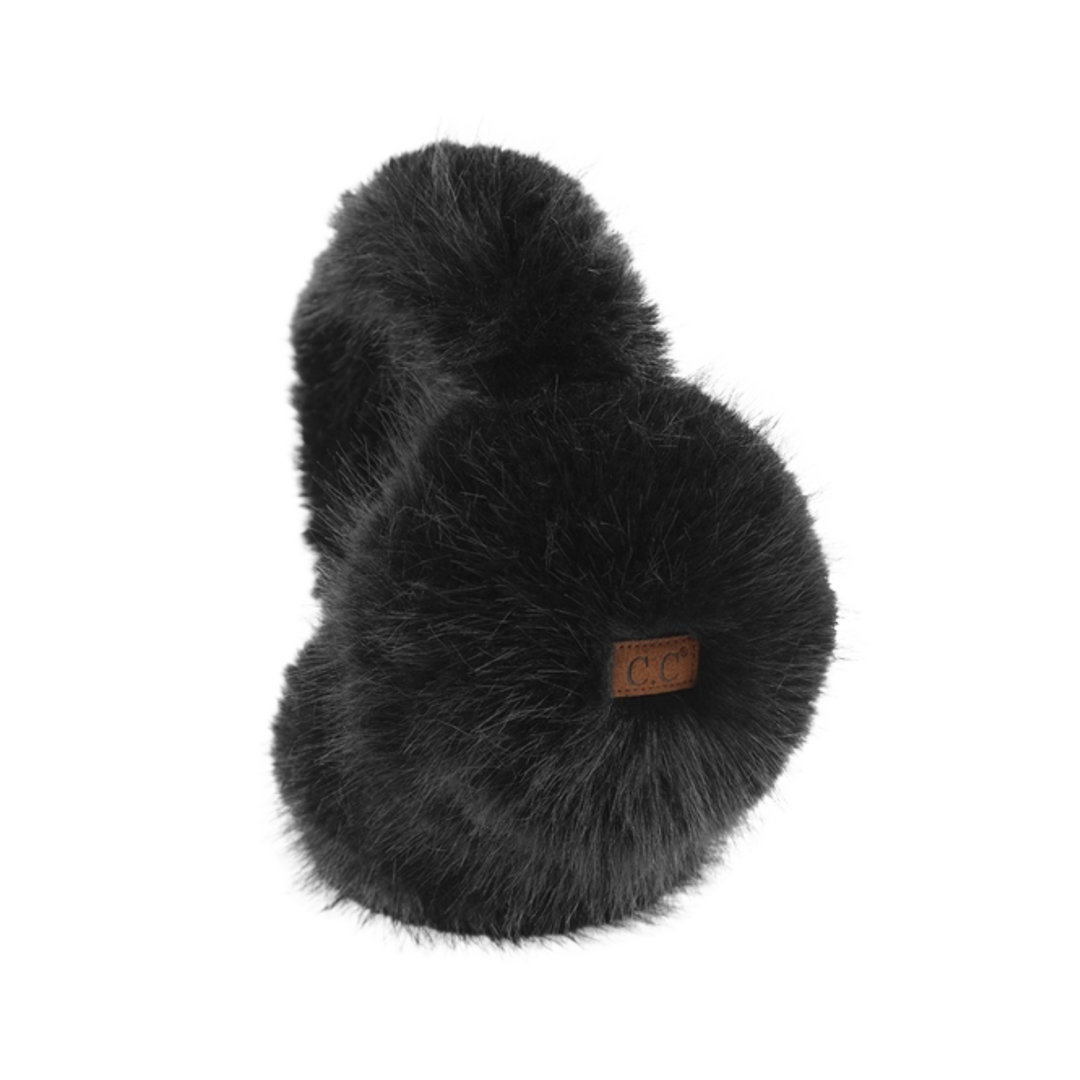 C.C Solid Long Fur Winter Ear Muff Ear Warmer- Black